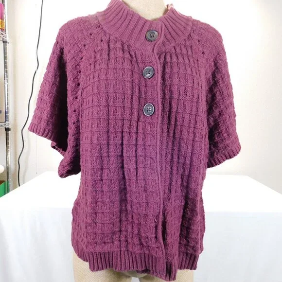 Lot Of 2 Sonoma Womens Hooded Short Sleeve Sweatshirt And Cardigan Sweater XL - Picture 2 of 16